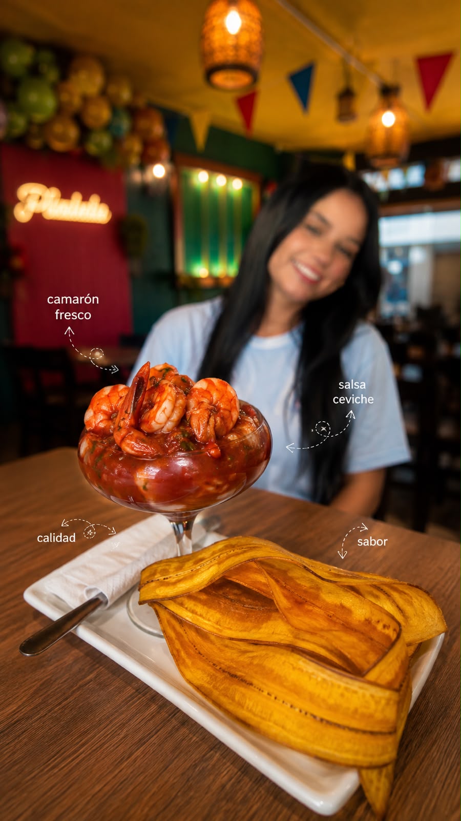 Camarón fresco con patacones